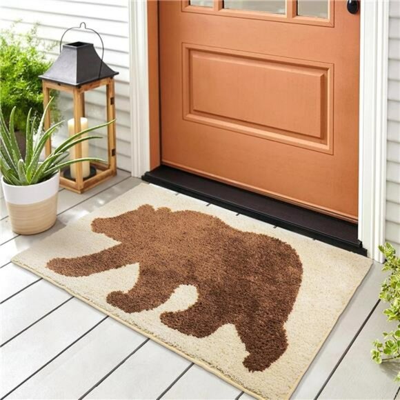 Rustic Bear Bathroom Rug Non Slip Cabin Lodge Farmhouse Soft Absorbent Floor Mat - Picture 3 of 7
